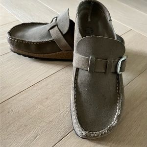 BIRKENSTOCK Buckley Moccasin Clogs Mules Brown Gray Suede Leather EU 39 US 8